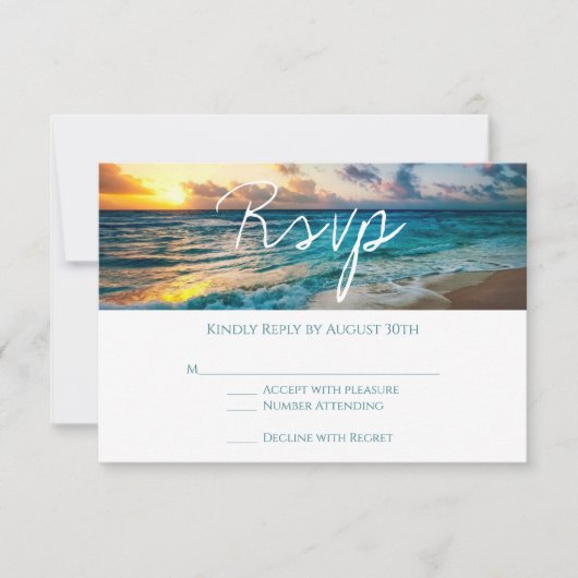 Mooie Ocean Waves Summer Beach Weddenschap RSVP Kaartje (Voorkant)