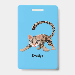 Mooie ocelot cartoonillustratie badge