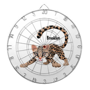 Mooie ocelot cartoonillustratie  dartbord