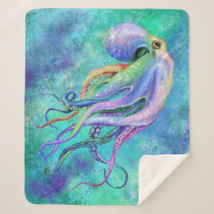 Mooie octopus sherpa deken