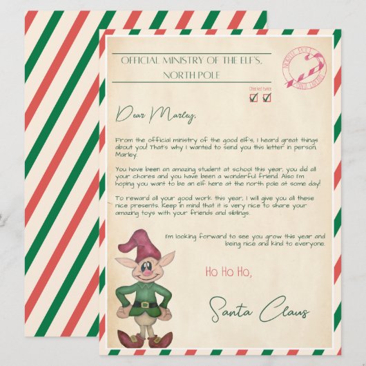 Mooie officiële brief van kerstman noordpool vinta kaart (Voorkant / Achterkant)