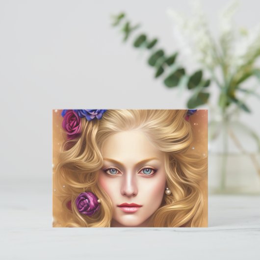 Mooie ogen met Cream-Rozen Briefkaart (Staand voorkant)