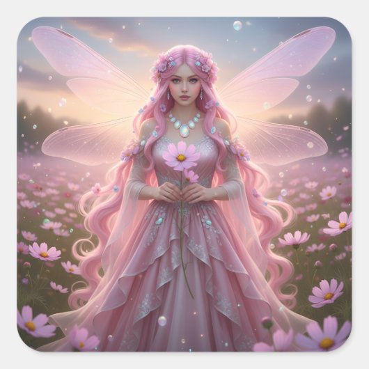 Mooie oktober Opal Fairy Vierkante Sticker (Voorkant)