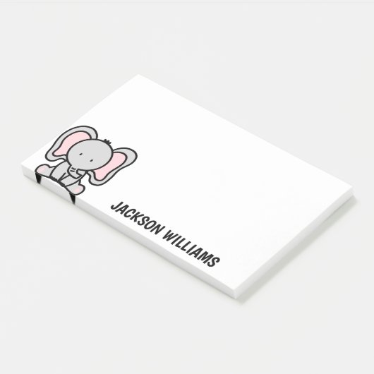 Mooie olifant gepersonaliseerde naam Post-it Notes (Schuin)