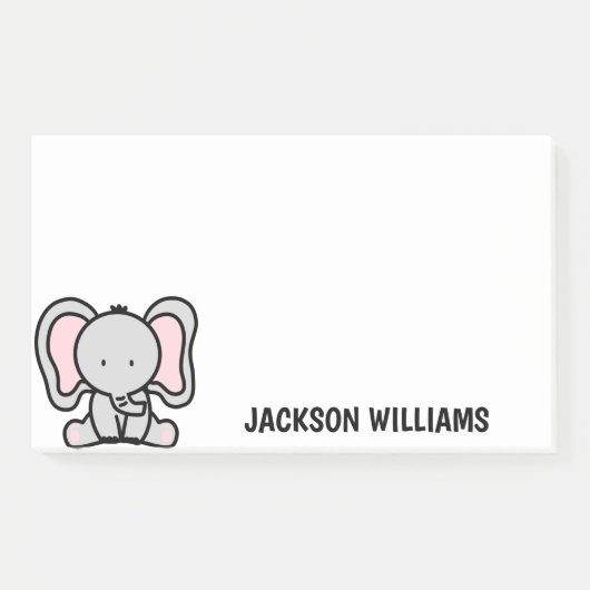 Mooie olifant gepersonaliseerde naam Post-it Notes (Voorkant)