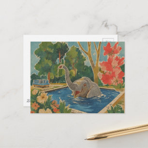 Mooie olifant in het zwembad briefkaart
