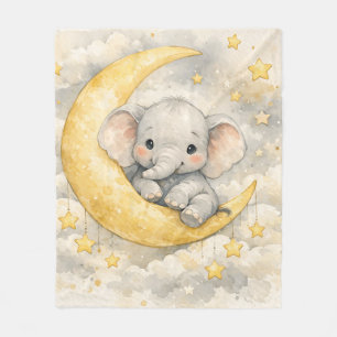 Mooie Olifant Maan Slaapkamer Kunst Fleece Deken