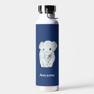 Mooie olifant op blauw waterfles