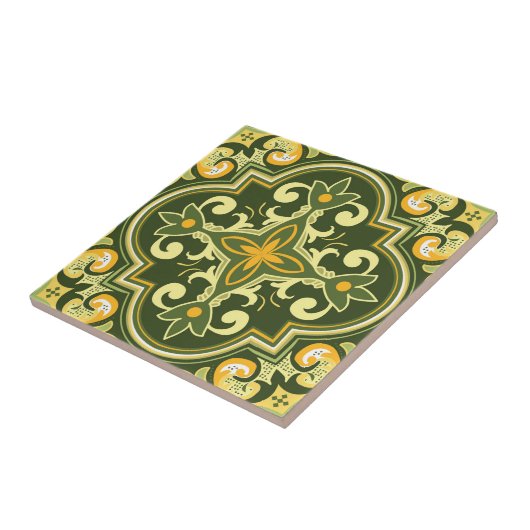 💚 mooie olijven en gele Azulejos Tegeltje (Zijkant)