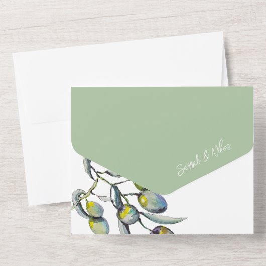 Mooie Olive Branch Waterverf Art All In One Uitnodiging (Achterkant)
