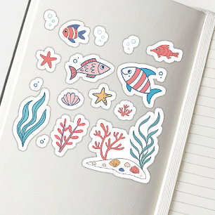 Mooie Onderwater Thema Vissen Zeesterren Planten Sticker