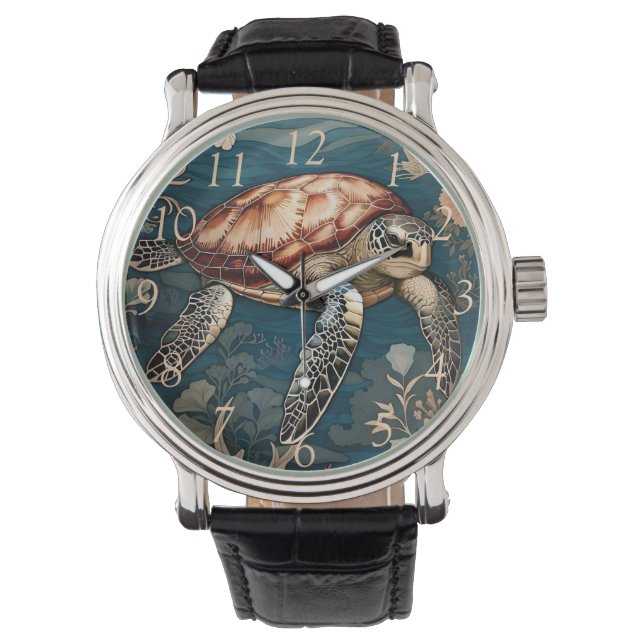 Mooie Onderwater Zee Schildpad Horloge (Voorkant)