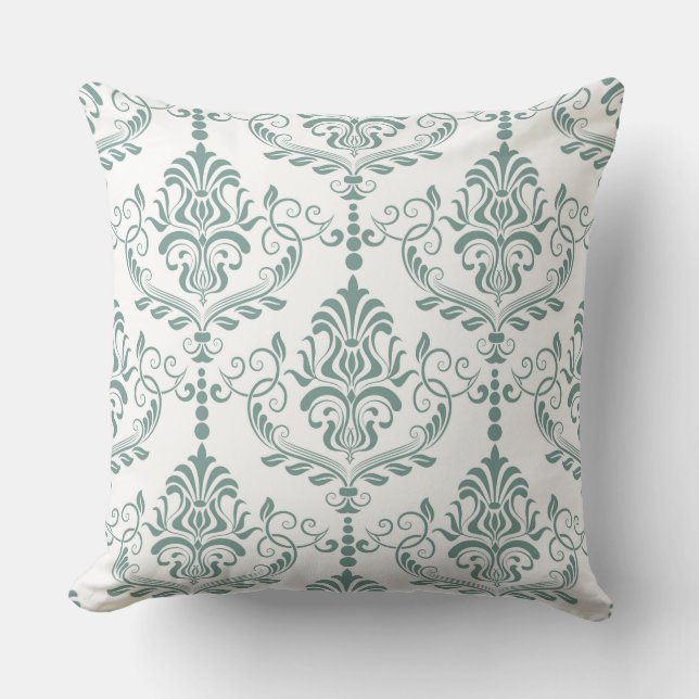 Mooie ontwerper Green Damask Reversible Pillow Kussen (Voorkant)
