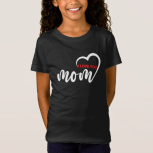 Mooie ontwerptekst waar ik van hou, mam met hart t-shirt