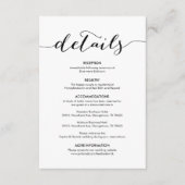 Mooie onze bruiloft Details Modern rustiek zwart Informatiekaartje (Voorkant)