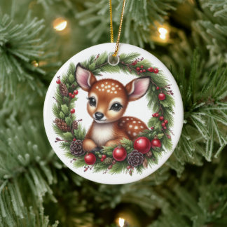 Mooie op maat gemaakte herten Kerst Keramisch Ornament