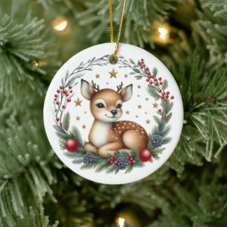 Mooie op maat gemaakte herten Kerst Keramisch Ornament