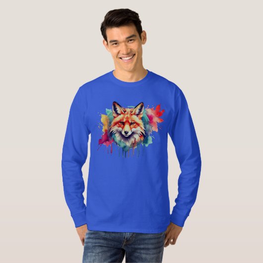Mooie opbeurende Waterverf Fox T-shirt (Voorkant volledig)