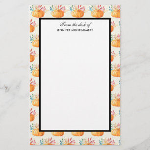 Mooie oranje aquarel pompoenpatroon briefpapier
