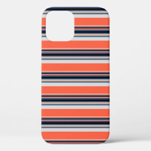 Mooie oranje blauwe strepen iPhone 12 pro hoesje