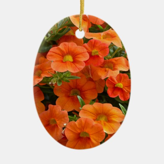 Mooie oranje bloemen keramisch ornament (Voorkant)