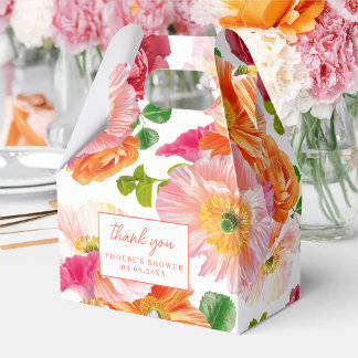 Mooie Oranje en Helder Roze Bloemrijke Bruidsjurk Bedankdoosjes