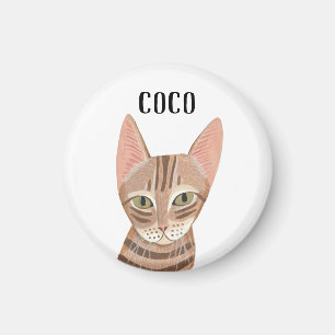 Mooie oranje geïllustreerde moderne kat magneet