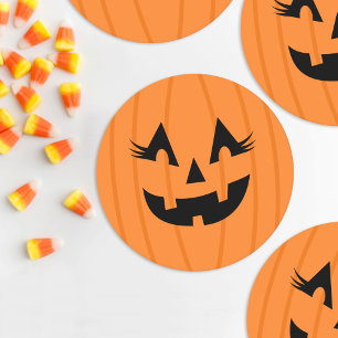 Mooie Oranje Jack O Lantern Pompoen Gezicht Hallow Ronde Kartonnen Onderzetter