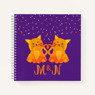Mooie Oranje Kittens Speelse Initialen Monogram Notitieboek