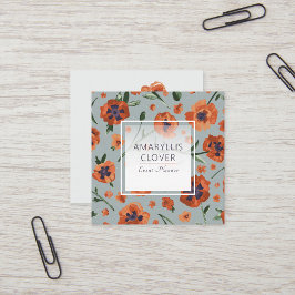 Mooie Oranje klaprozen Vierkante Visitekaartje