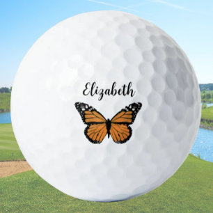 Mooie oranje monarchvlinder aangepaste naam dames golfballen