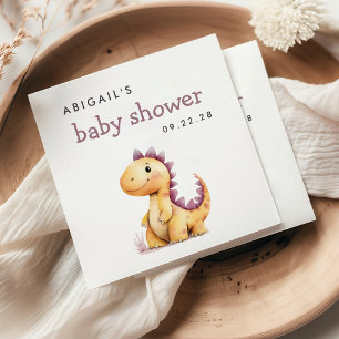 Mooie Oranje Paarse Dinosaurus Baby Shower Servet