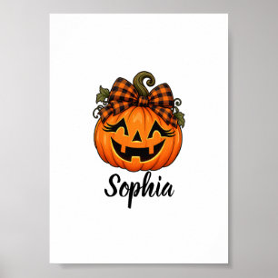 Mooie Oranje Pompoen  Initiaal Naam Halloween  Poster