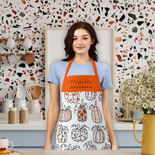 Mooie Oranje Pompoenpatroon Script Naam Schort