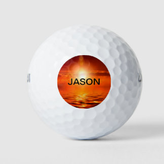 Mooie Oranje Sunset Golden Sky Zee Gold Name Golfballen