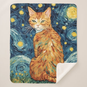 Mooie oranje tabbykat in de sterrennacht sherpa deken