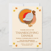 Mooie Oranje Turkije Thanksgiving Diner Party Kaart (Voorkant)