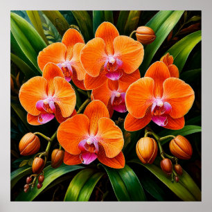 Mooie orchideeën in een artistieke compositie poster