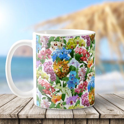 Mooie Orchideeën Tropisch Bloemmotief Koffiemok