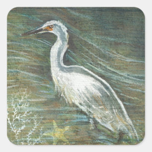 Mooie orebird Wading in water Art Vierkante Sticker
