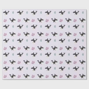 Mooie Orka Walvis Patroon Oceaan Zeeleven Kinderka Cadeaupapier