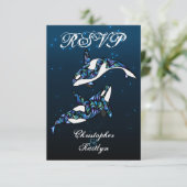 Mooie Orka Whales Beach bruiloft RSVP Kaartje (Staand voorkant)