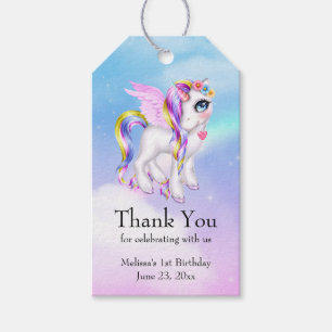 Mooie orn met regenboogmane bedankt cadeaulabel