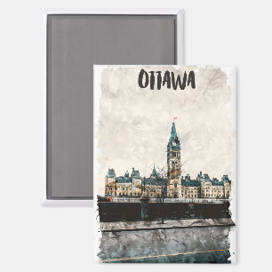 Mooie Ottawa Canada schilderij Reis Waterverf Magneet
