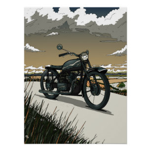 Mooie Oude Antieke Motorfiets Perfect Poster