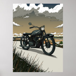 Mooie Oude Antieke Motorfiets Poster