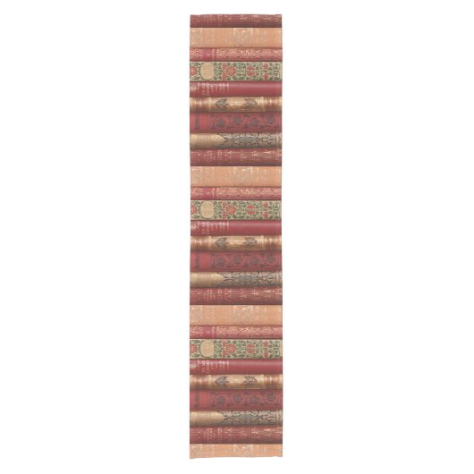 Mooie oude boekencijnen (rood en beige) korte tafelloper (Voorkant)