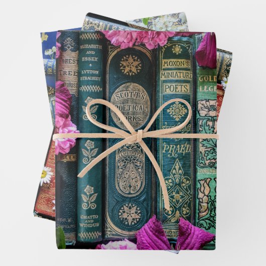 Mooie oude bogen, stekels en bloemen inpakpapier vel (In situ)