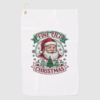 Mooie Oude Kerstman Kerstbomen Sneeuwvlokken Golfhanddoek