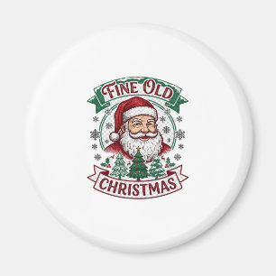 Mooie Oude Kerstman Kerstbomen Sneeuwvlokken Magneet